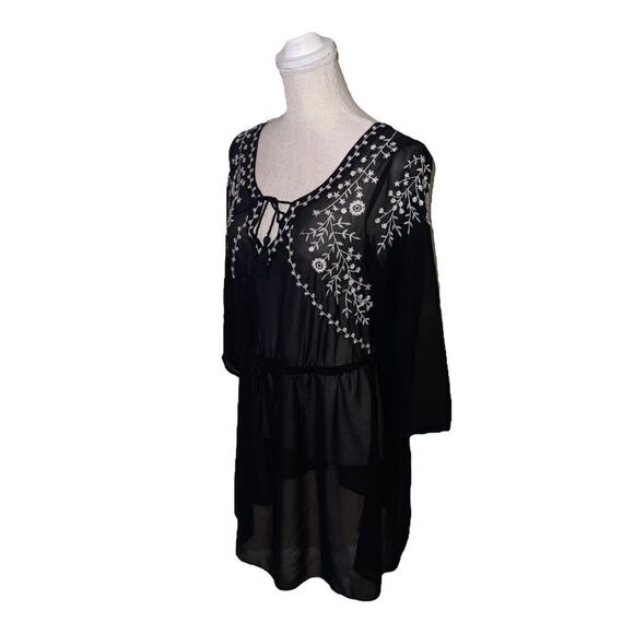 American Eagle Outfitters Sheer Boho Embroidered Sheer Mini Dress/Cover-Up - Picture 4 of 13